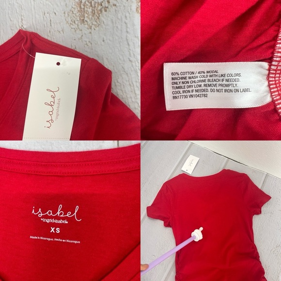 Short Sleeve V-Neck Maternity T-Shirt Isabel Maternity by Ingrid & Isabe|Red XS - Picture 16 of 16